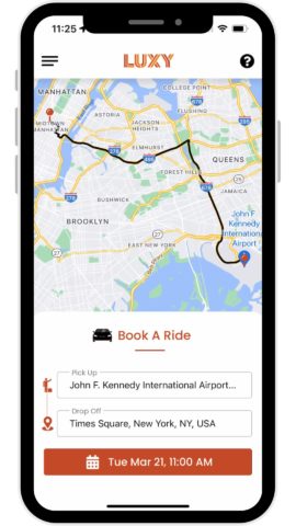 LUXY Book a Ride Screen