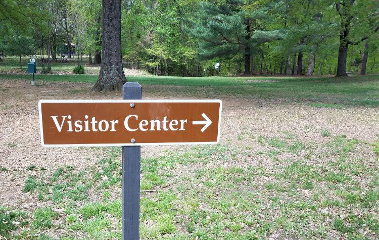 A park with a visitor center