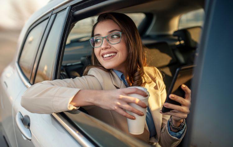 Business woman in a car service