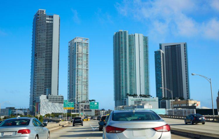 Driving Towards Miami Beach Florida