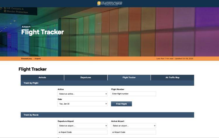 Flight Tracker at FLL Website: https://www.broward.org/Airport/passengers/Flights/Pages/FlightTracker.aspx