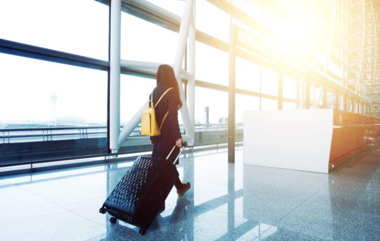 Girl walking in an airport