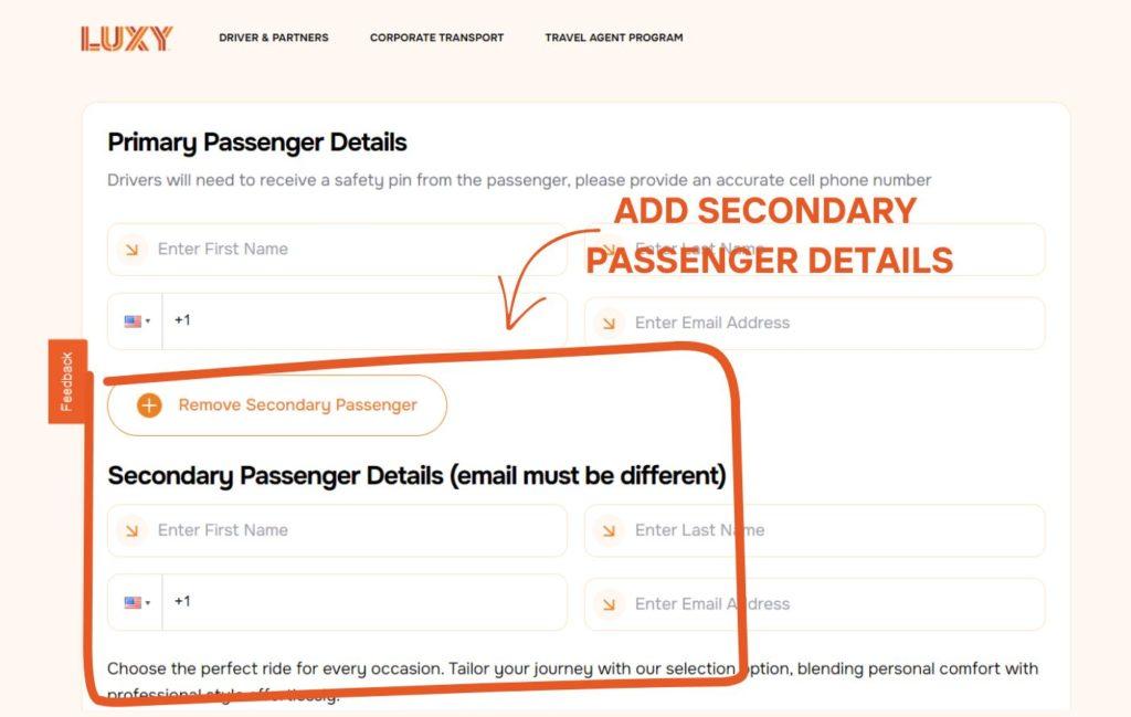 Add secondary passenger details