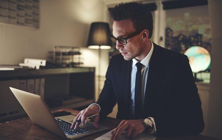 Man at work on laptop