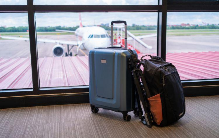 Passenger bags sitting at the airport