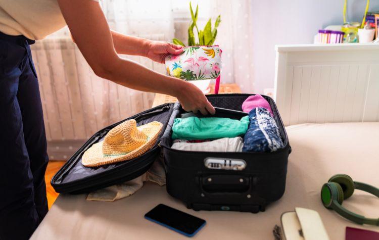 Person packing for a trip