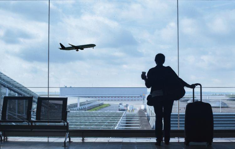 Solo traveler at the airport