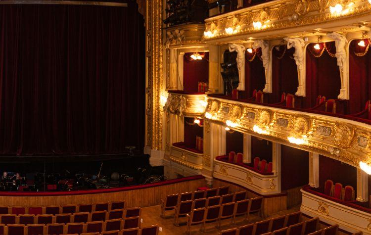 The inside of an opera house performing center