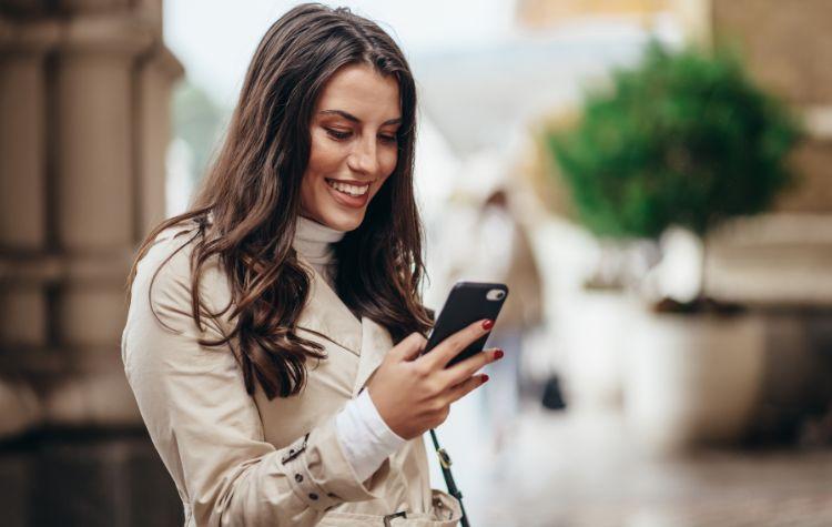 Woman checking phone