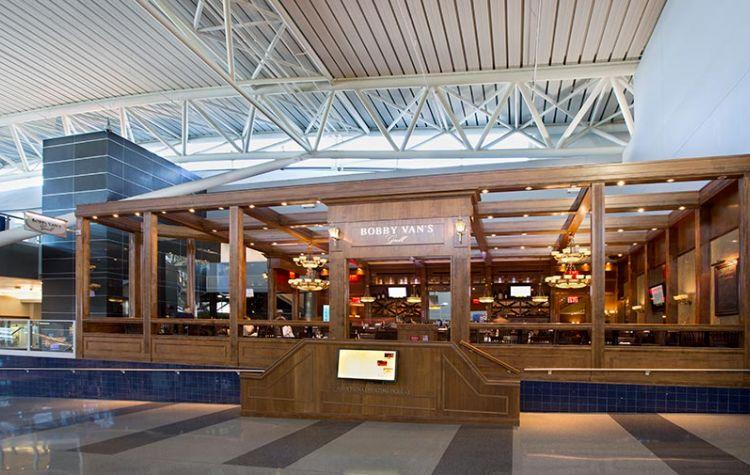 a view of a restaurant in an airport